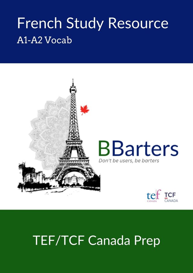 French Study Resource: A1-A2 Vocab — TEF/TCF Canada Prep study resource cover